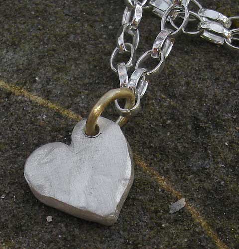 silver hammered heart necklace