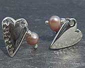 Celtic silver heart stud earrings