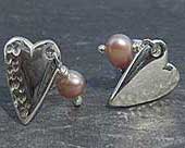 Celtic silver heart stud earrings
