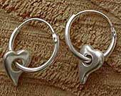 Silver handmade heart sleeper earrings