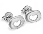 Silver handmade heart stud earrings