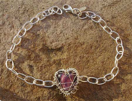 Silver heart chain bracelet for women