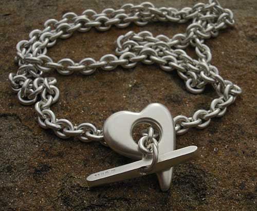 Heart shaped silver necklace