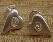 Silver heart diamond earrings