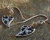 Silver heart drop earrings