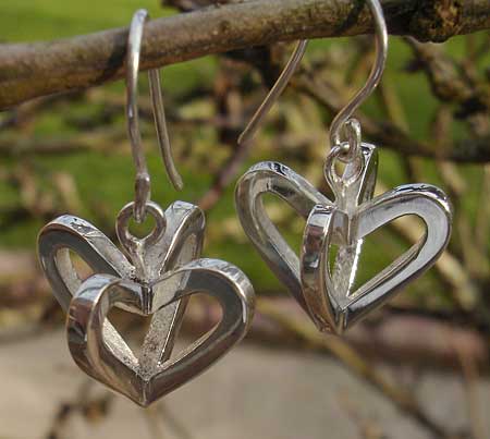 silver heart earrings