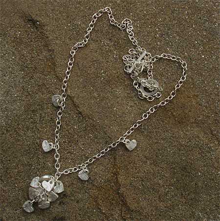 women's silver hearts necklace