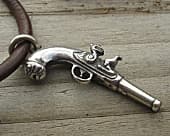 Silver pistol necklace