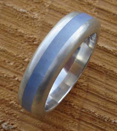 silver ring with blue inlay