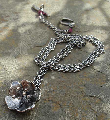 silver rose necklace