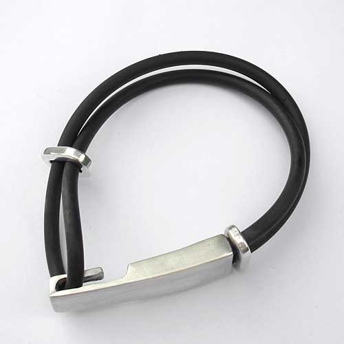 silver and rubber bracelet