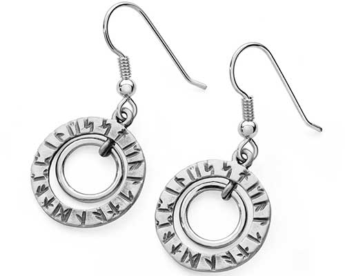 Silver Rune drop earrings