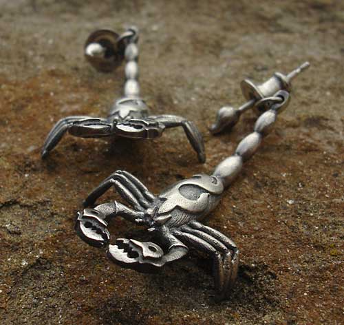 Silver scorpion earrings