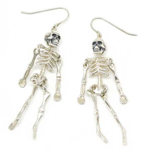 Halloween Skeleton Silver Earrings LOVE2HAVE in the UK