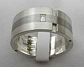 Diamond wedding ring in silver and steel