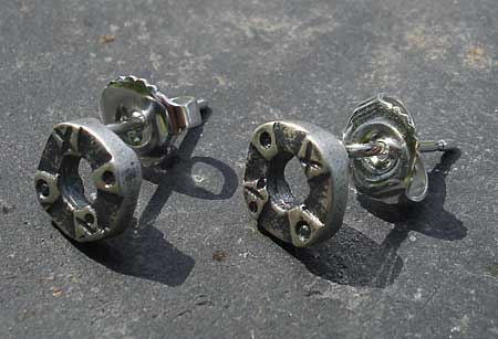 Silver stud Viking earrings