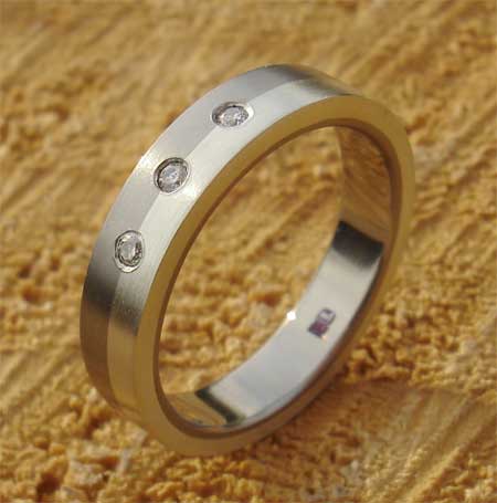 silver and titanium diamond wedding ring