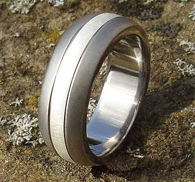 Silver and titanium wedding ring