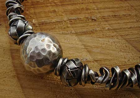 silver tribal beaded bracelet