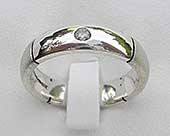 Domed silver diamond wedding ring