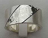 Silver twin finish wedding ring