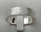 Size P Hammered Silver Wedding Ring