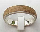 Size Q Wood Inlay Silver Wedding Ring