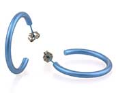 Sky blue titanium round hoop earrings