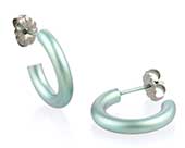Small aqua blue titanium round hoop earrings