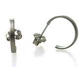 Small grey & aqua blue titanium hoop earrings