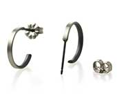Small grey & black titanium hoop earrings