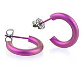 Small pink titanium round hoop earrings