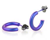 Small purple titanium round hoop earrings