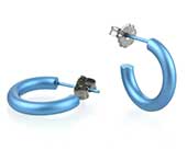 Small sky blue titanium round hoop earrings