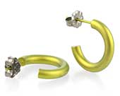 Small yellow titanium round hoop earrings