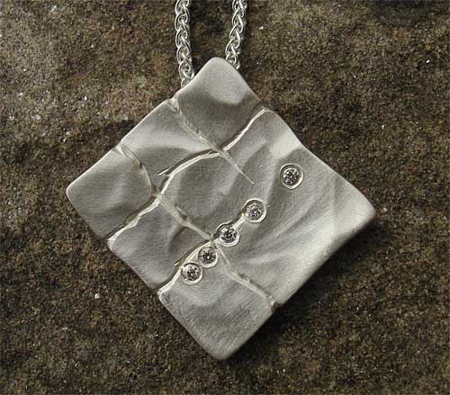 square silver diamond necklace