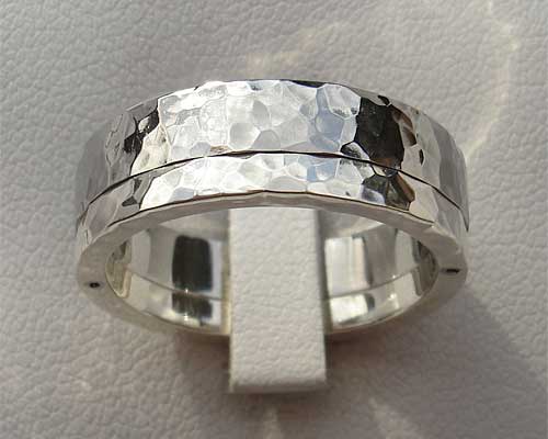 Stainless steel and silver wedding ring