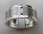 Diamond wedding ring in stainless steel and silver