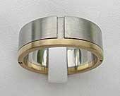 Steel and gold wedding ring