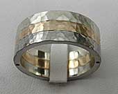 Steel silver and gold wedding ring