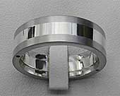 Steel and silver wedding ring