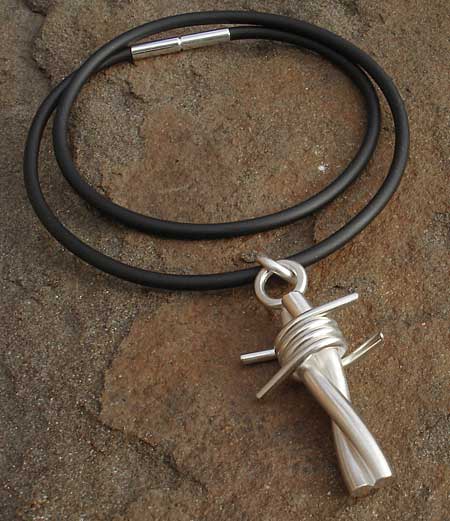 sterling silver barbed wire necklace