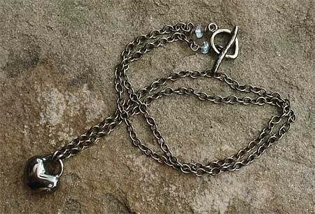 sterling silver black heart necklace
