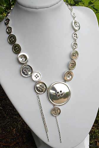 sterling silver button necklace