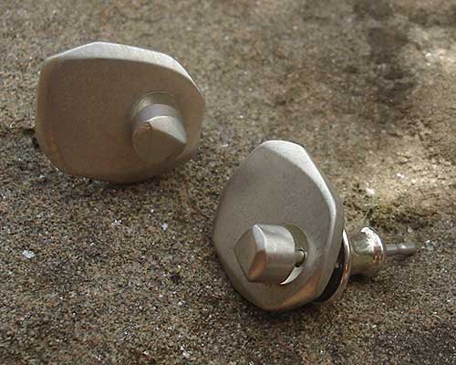 Stone shape silver stud earrings