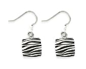 Titanium drop earrings featuring a beautifully detailed striped print design inspired by the wild