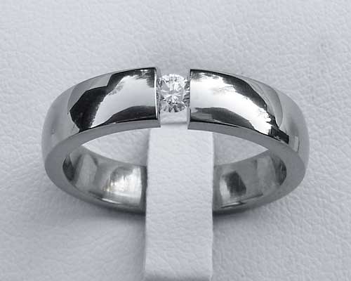 tension set diamond titanium engagement ring