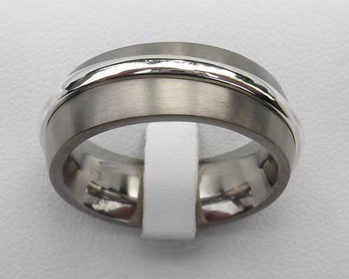 titanium and silver wedding ring