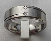 Unusual twin diamond set wedding ring