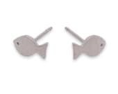 Fish-shaped titanium stud earrings designed with a smooth modern silhouette